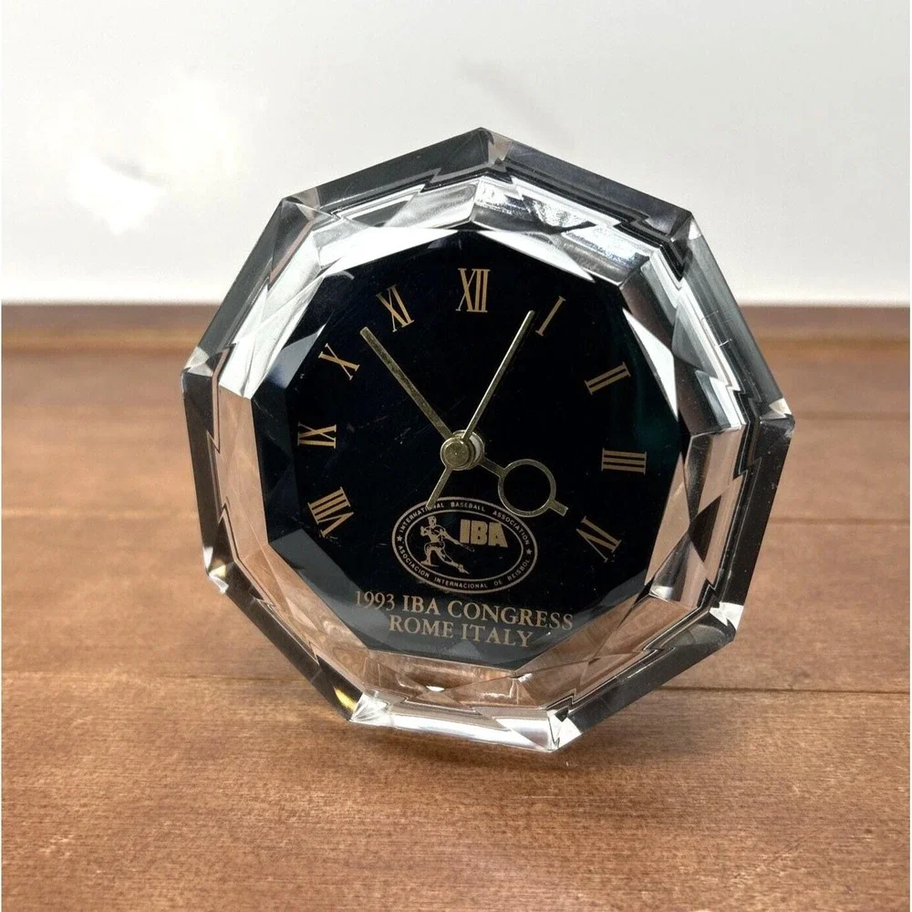 1993 IBA Congress Rome Italy Acrylic Diamond Shaped Travel Clock